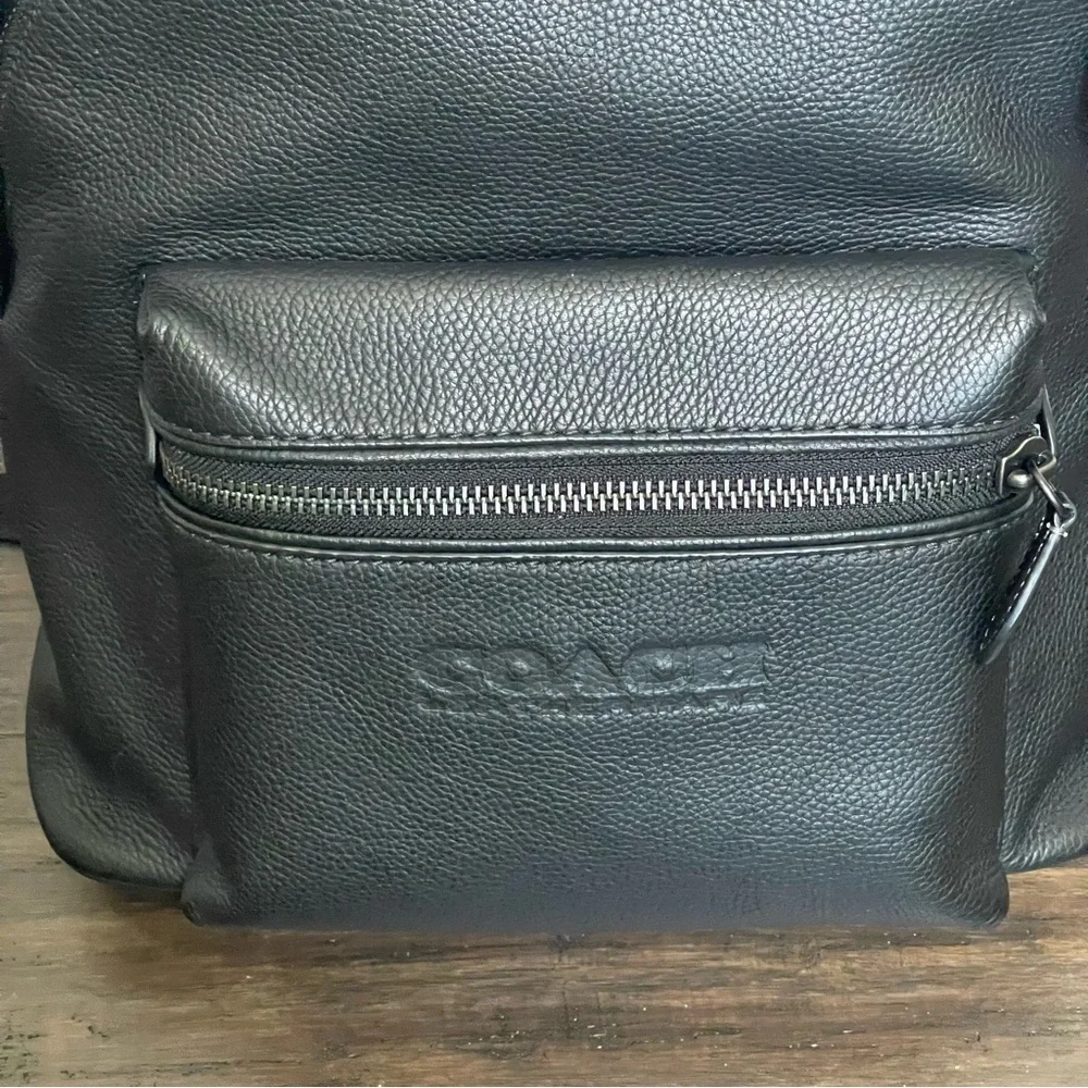 Coach Charter Navy Blue Pebble Chunky Leather Backpack